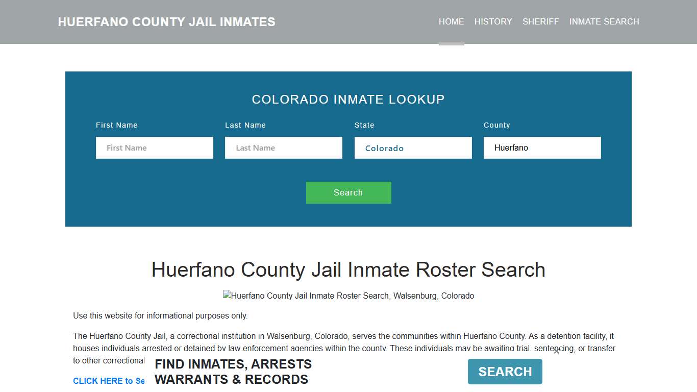 Huerfano County Jail Inmate Roster Lookup, Walsenburg, CO