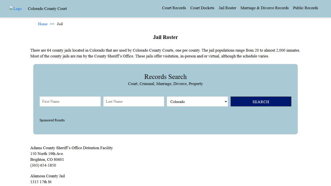 Jail Roster Colorado County Court