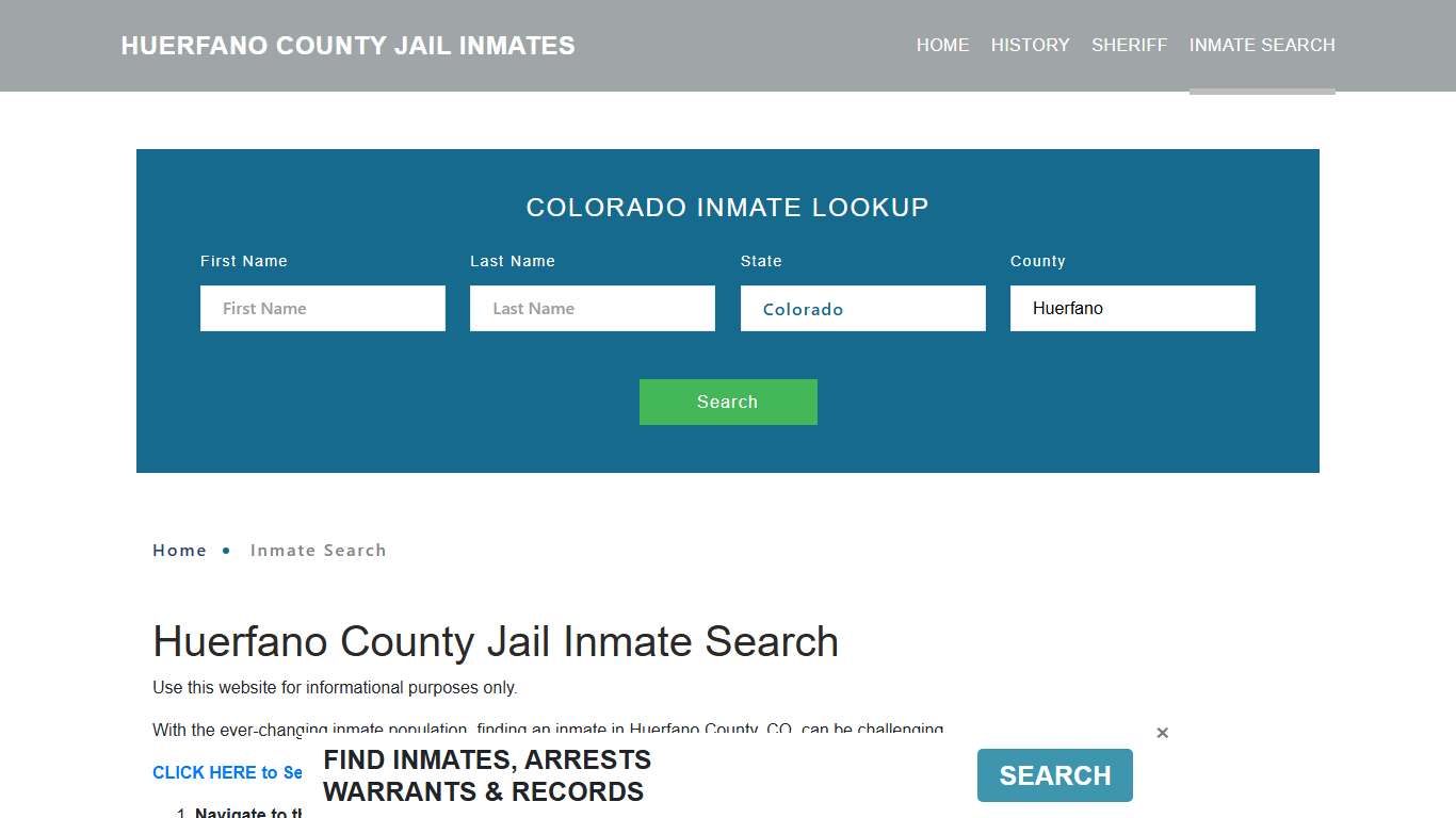 Huerfano County, CO Detainee Lookup
